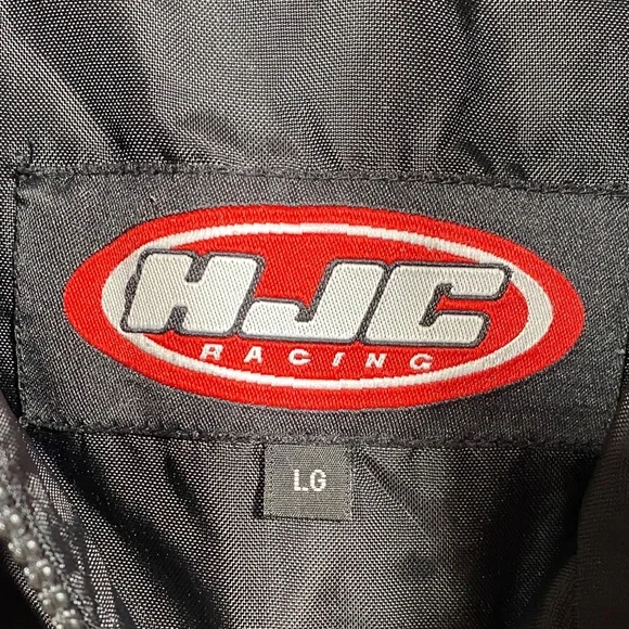 HJC Racing Star Moto Jacket Mens Large Black Blue Silver Vintage Y2K Motorcycle - Picture 2 of 9